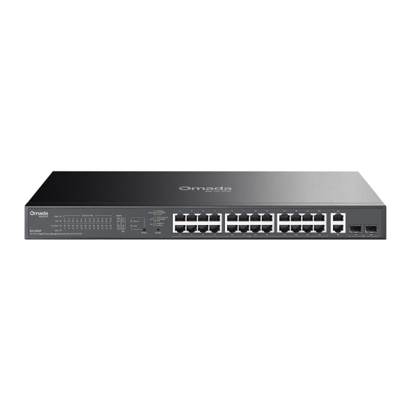 TP-Link Omada ES208GP - Switch - 26x 10/100/1000 RJ45 (24x PoE+) - 2x SFP