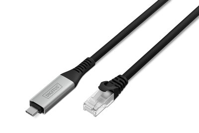 Patchkabel 2,0m Cat6A USB-C auf RJ45 S/FTP PIMF schwarz