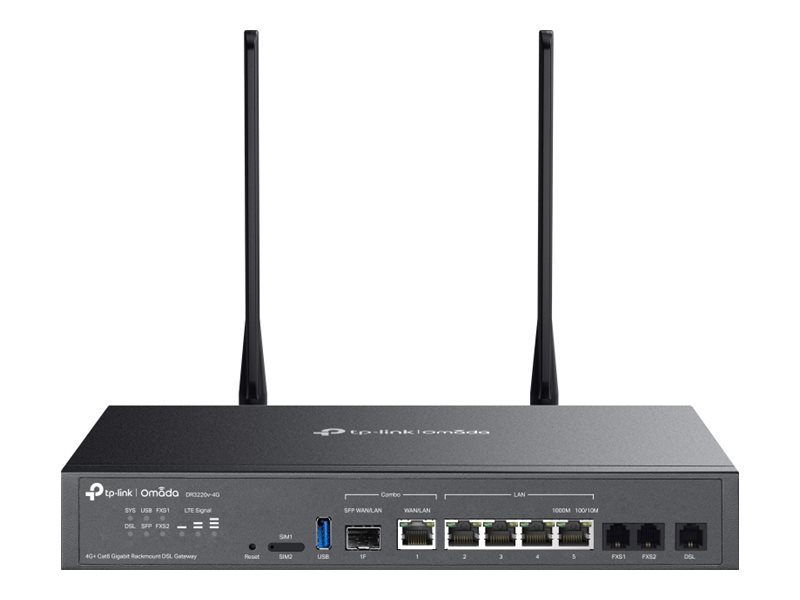 TP-Link Omada DR3220v-4G - 4G+ Cat6 Gigabit DSL Gateway - 4x RJ45