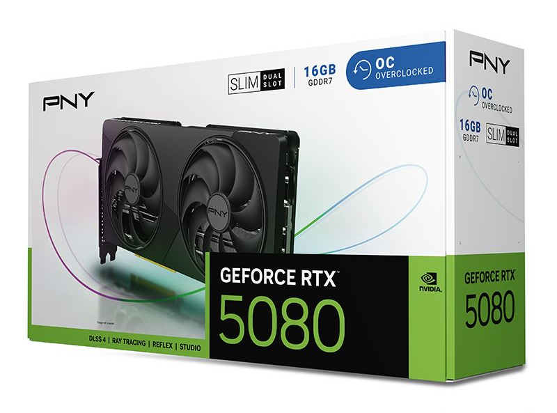 Grafikkarte RTX5080 GeForce 16GB SLIM OC Dual Fan PCIe 5.0  PNY