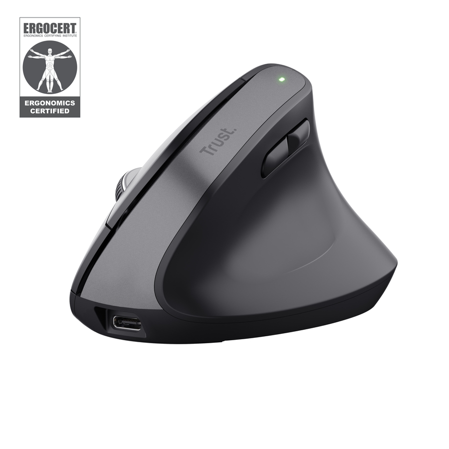 Trust Bayo+ -ergonomisch - Rechargeable - Rechtshänder - kabellos - Bluetooth, 2.4 GHz -schwarz