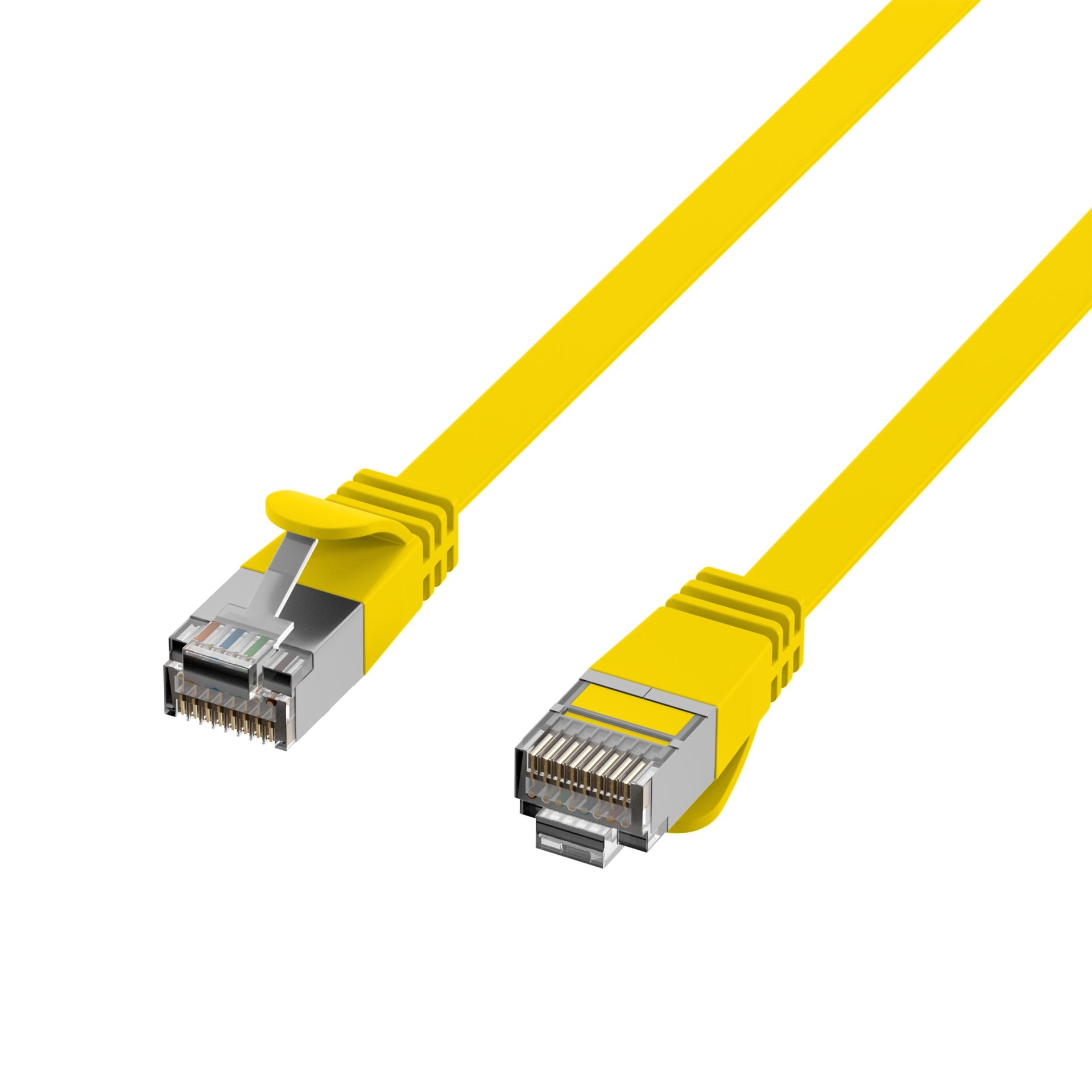 Flachpatchkabel 1,0m Cat6A 2x RJ45 U/FTP gelb