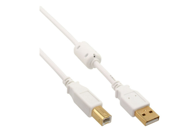 USB Anschlusskabel S/S A->B 2,0m weiß USB2.0