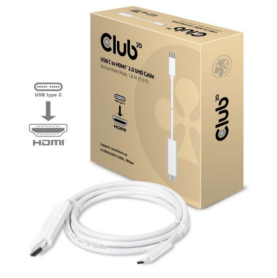 Club 3D USB Typ C auf HDMI 2.0 UHD Kabel Aktiv 1.8M