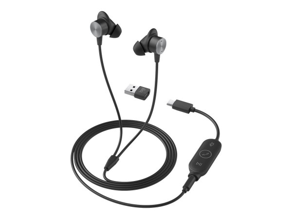 Logitech Kabel Zone Wired Earbuds Klinke In-Ear grau