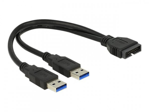 Adapter USB 3.1 Gen.1 Pfostenstecker auf 2 x USB 3.1 Gen.1-A Stecker 25cm