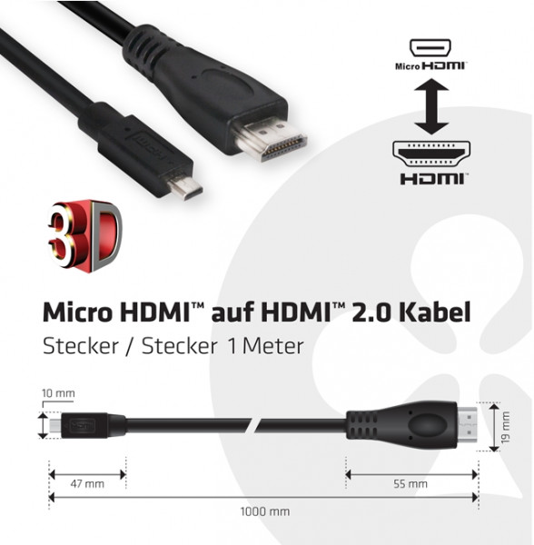Club 3D Micro HDMI auf HDMI 2.0 4K 60Hz