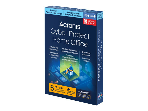 Acronis Cyber Protect Home Office Advanced - Abonnement-Lizenz (1 Jahr) - 5 Computer, 500 GB Cloud-