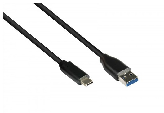 Anschlusskabel USB 3.0, USB 3.0 A Stecker an USB-C™ Stecker,schwarz, 1m