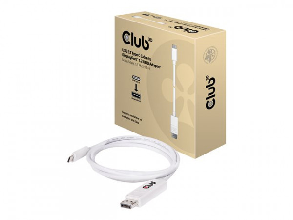 Club 3D USB 3.1 Type-C Kabel auf Displayport 1.2 UHD Adapter weiß