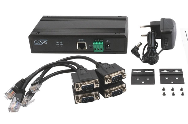 Exsys EX-61004 - Geräteserver 1x Ethernet zu 4x Seriell RS-232/422/485