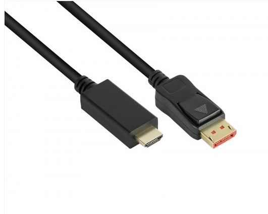 Anschlusskabel DisplayPort 1.4 an HDMI 2.0, 4K @60Hz, vergoldete Kontakte, OFC, schwarz, 2m, Good C