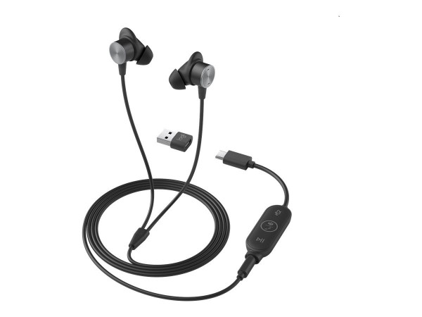 Logitech Kabel Zone Wired Earbuds Klinke In-Ear grau