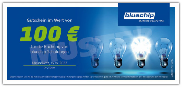 bluechip Schulungsgutschein im Wert von 100 €