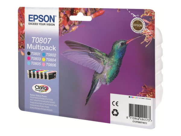 Epson T0807 Multipack 6er-Tinte (BK/C/M/Y)